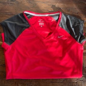 Red and Navy (dark grey) Nike running v-neck